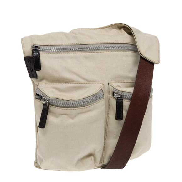 FENDI Shoulder Bag Canvas Leather Beige Brown Silver - Picture 1 of 13